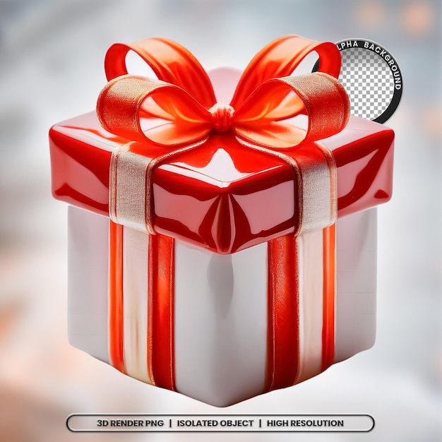 Renderizado en 3D Sello de regalo de Navidad Icono de elemento rojo y blanco PSD PNG