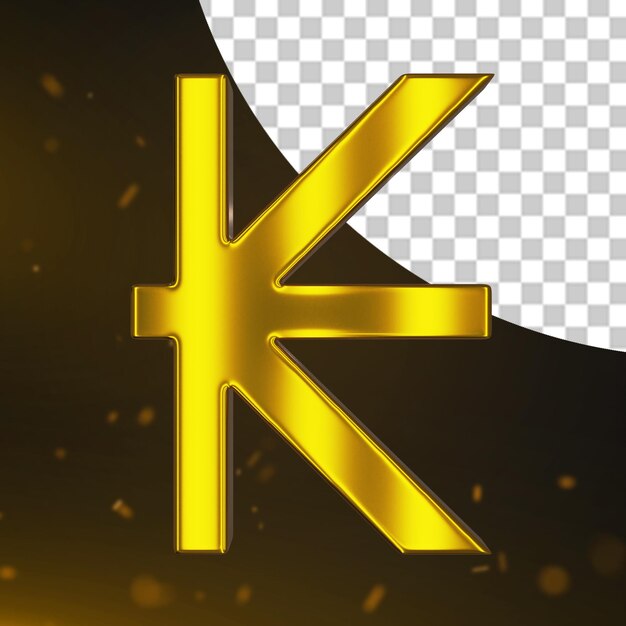 Renderizado en 3D con el signo de la moneda dorada Kip