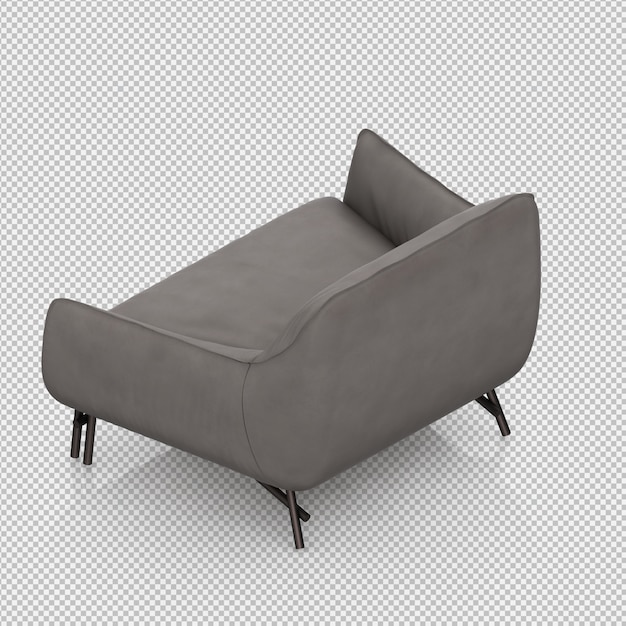 Renderizado en 3D de un sillón isométrico