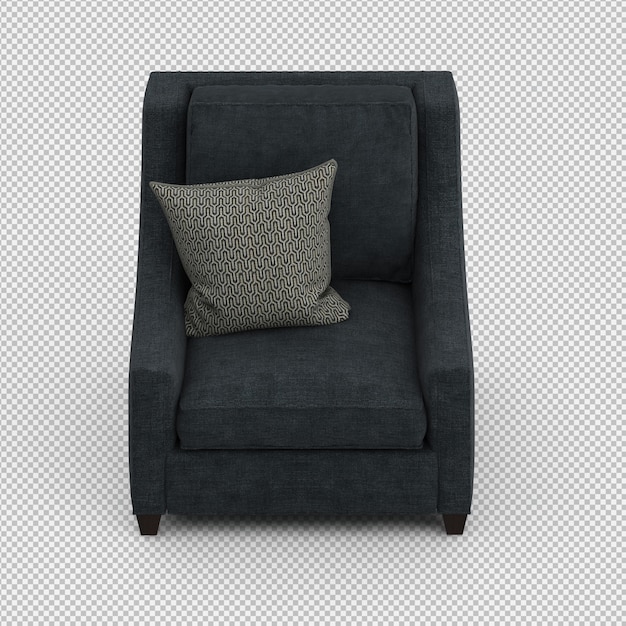 Renderizado en 3D de un sillón isométrico