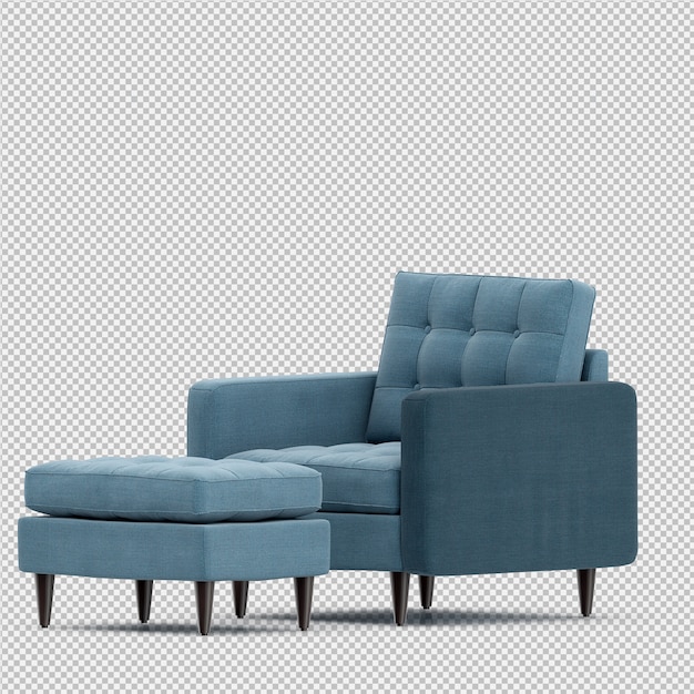 Renderizado en 3D de un sillón isométrico