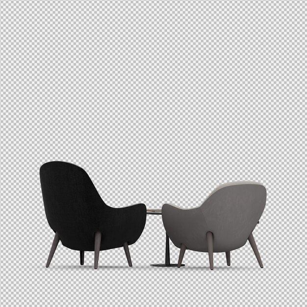 Renderizado en 3D de un sillón isométrico