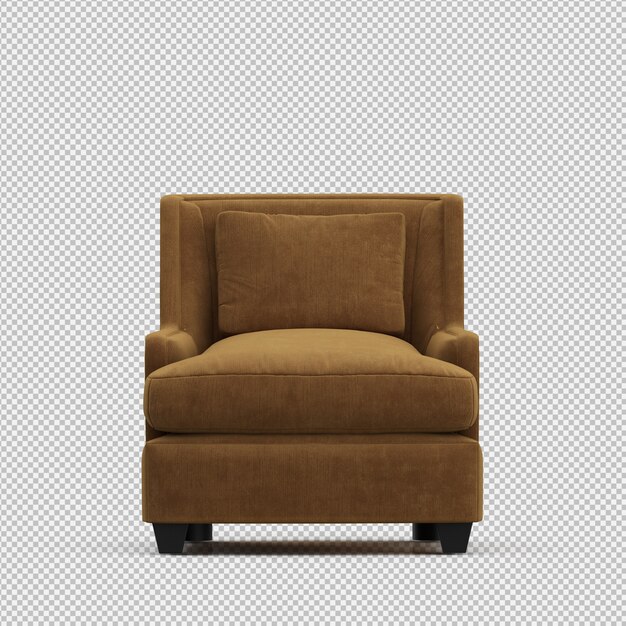 Renderizado en 3D de un sillón isométrico