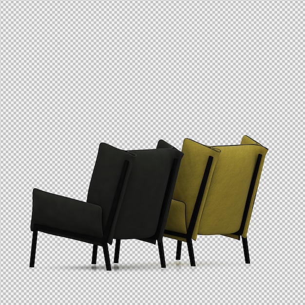 Renderizado en 3D de un sillón isométrico