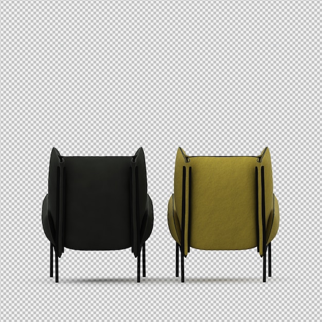 Renderizado en 3D de un sillón isométrico