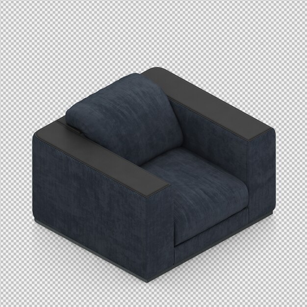 Renderizado en 3D de un sillón isométrico