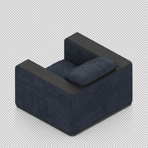 Renderizado en 3D de un sillón isométrico