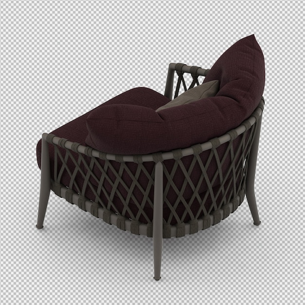 Renderizado en 3D de un sillón isométrico