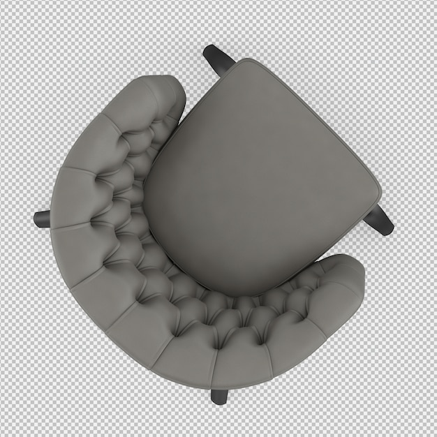 Renderizado en 3D de un sillón isométrico