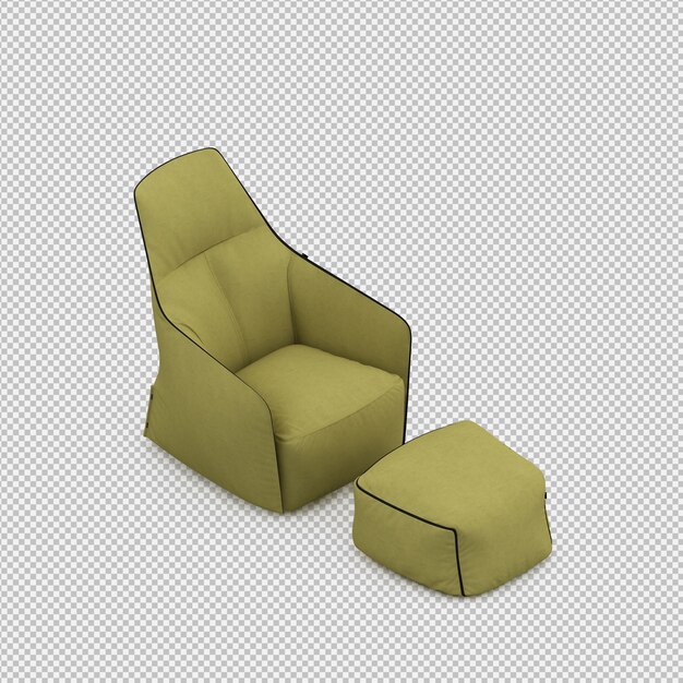 Renderizado en 3D de un sillón isométrico