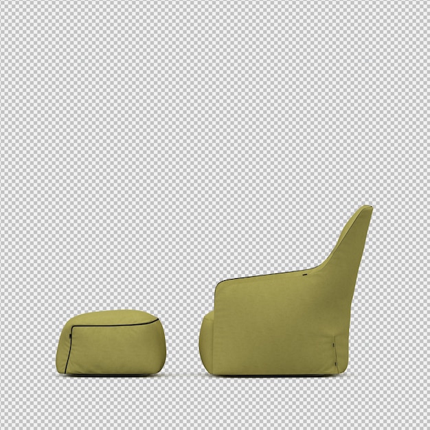Renderizado en 3D de un sillón isométrico