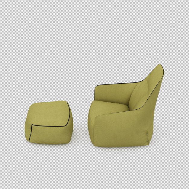 Renderizado en 3D de un sillón isométrico