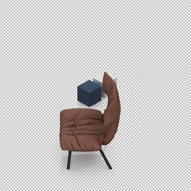 Renderizado en 3D de un sillón isométrico