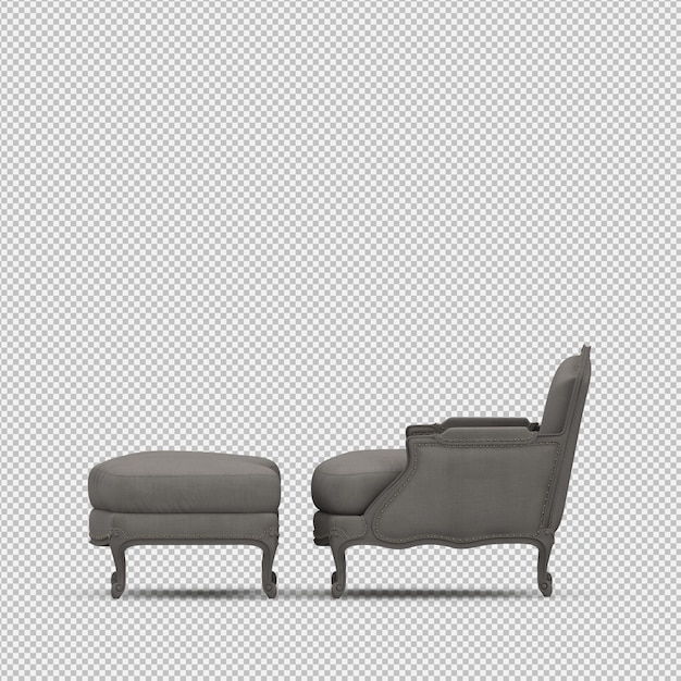 Renderizado en 3D de un sillón isométrico
