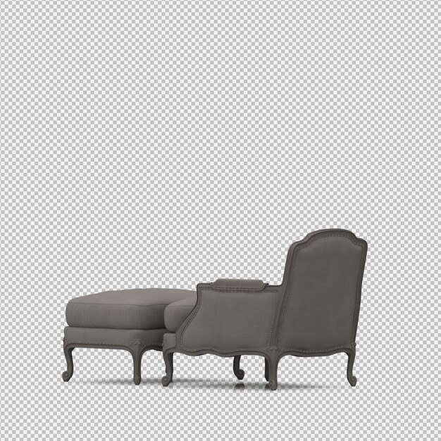 Renderizado en 3D de un sillón isométrico