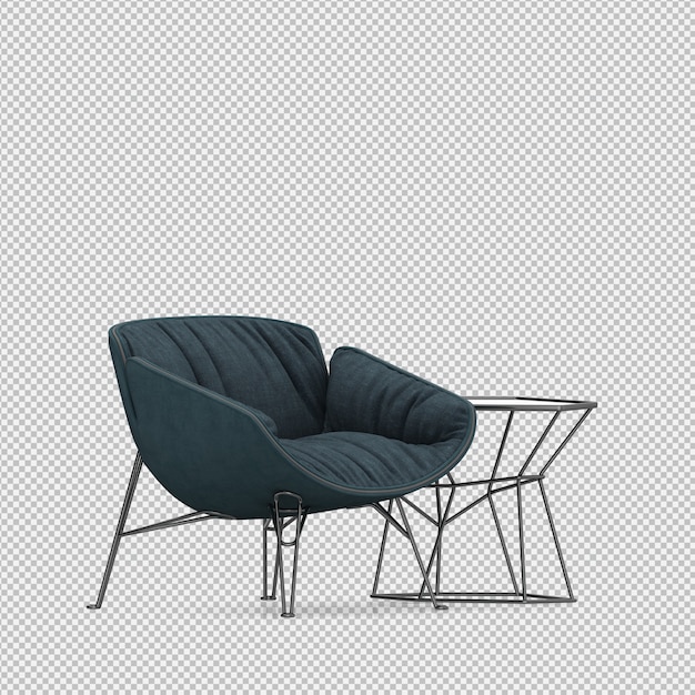 Renderizado en 3D de un sillón isométrico