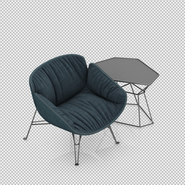 Renderizado en 3D de un sillón isométrico