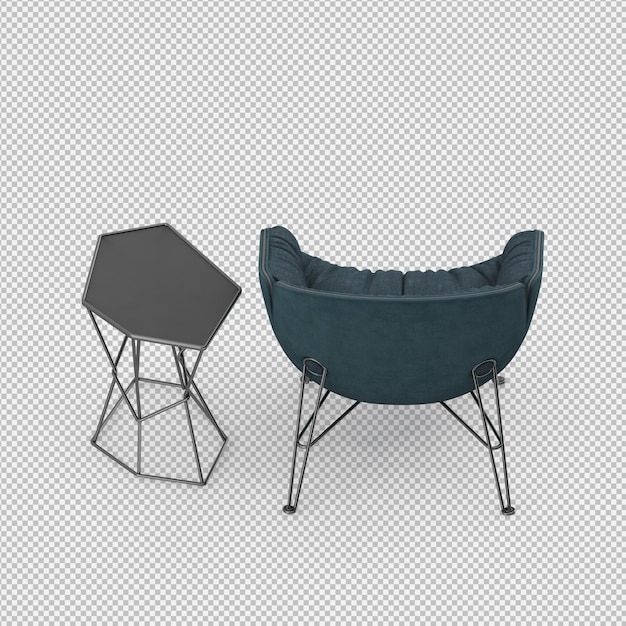 Renderizado en 3D de un sillón isométrico