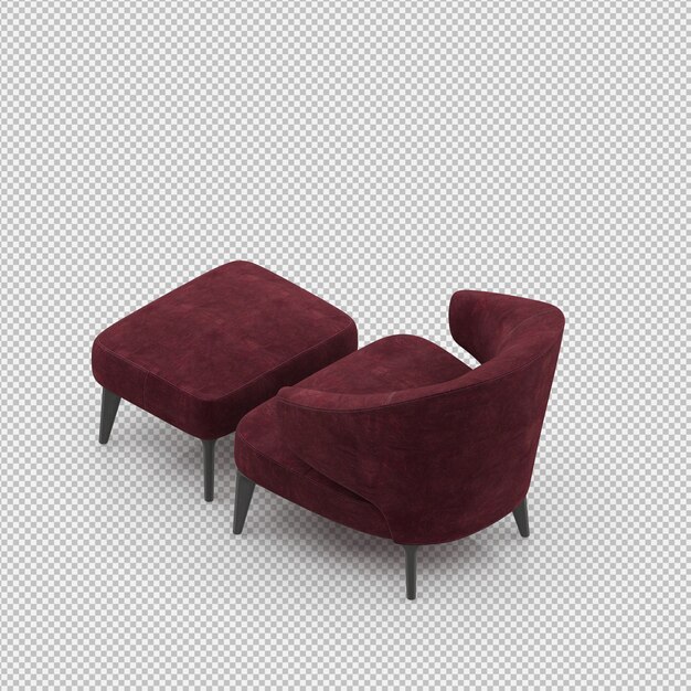 Renderizado en 3D de un sillón isométrico