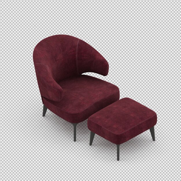 Renderizado en 3D de un sillón isométrico