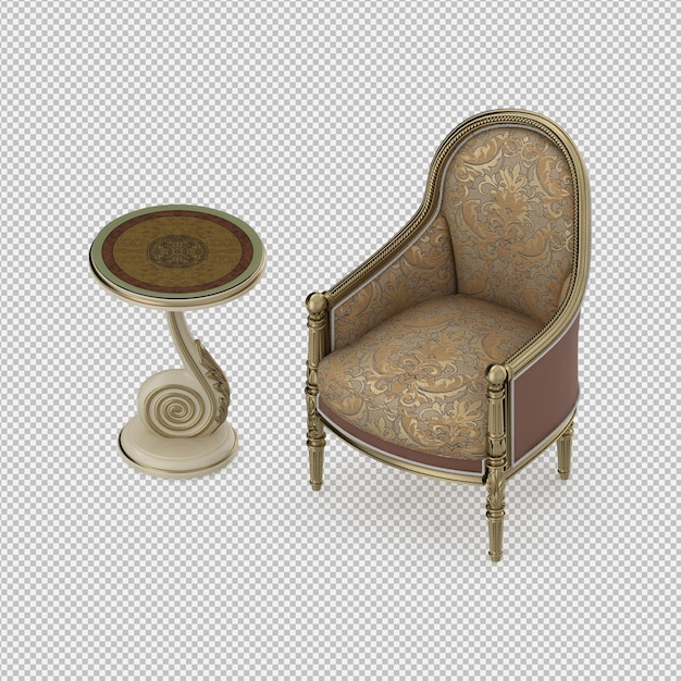 Renderizado en 3D de un sillón isométrico