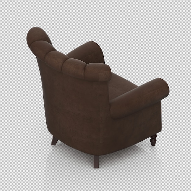 Renderizado en 3D de un sillón isométrico