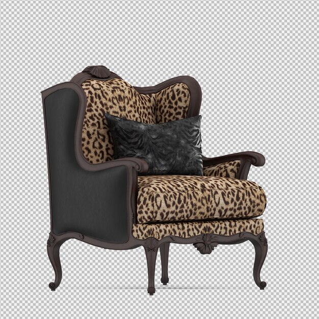 Renderizado en 3D de un sillón isométrico