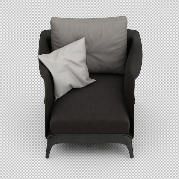 Renderizado en 3D de un sillón isométrico