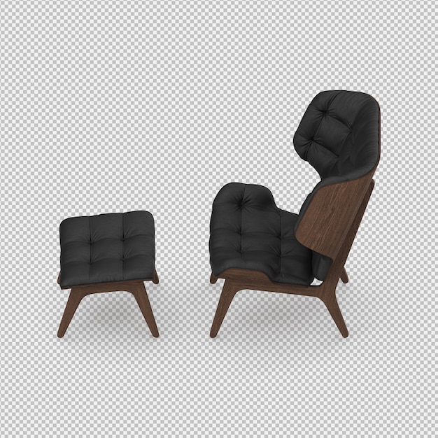 Renderizado en 3D de un sillón isométrico