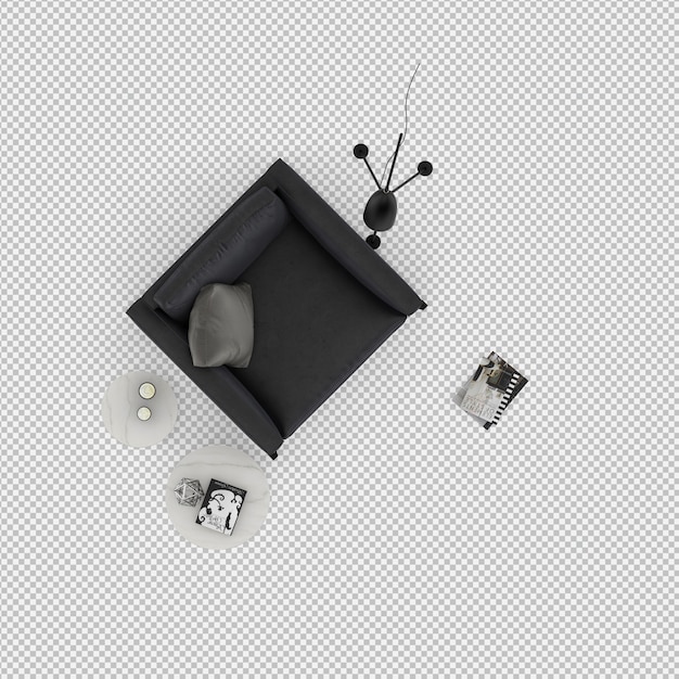 Renderizado en 3D de un sillón isométrico