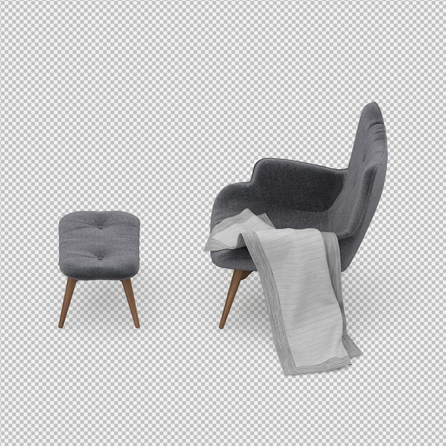 Renderizado en 3D de un sillón isométrico