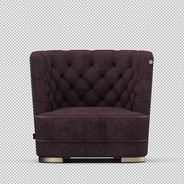 Renderizado en 3D de un sillón isométrico