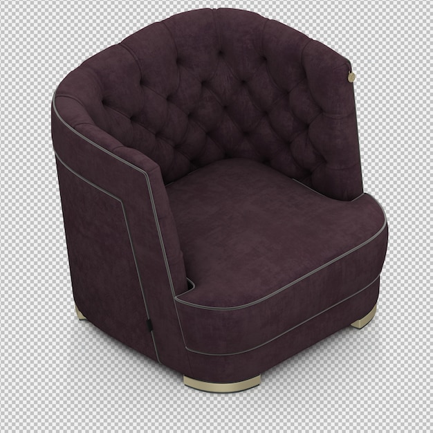 Renderizado en 3D de un sillón isométrico