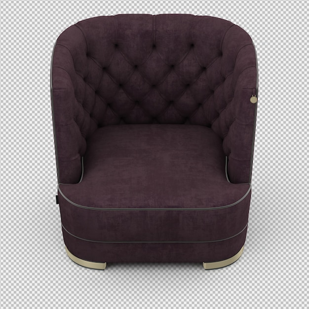 Renderizado en 3D de un sillón isométrico