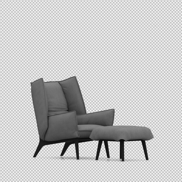 Renderizado en 3D de un sillón isométrico