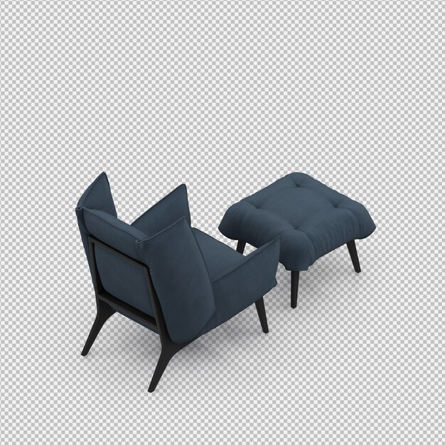 Renderizado en 3D de un sillón isométrico