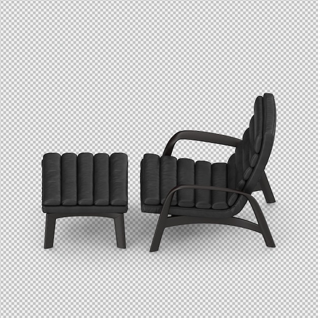 Renderizado en 3D de un sillón isométrico