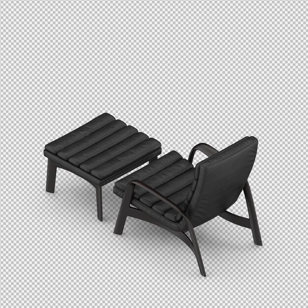 Renderizado en 3D de un sillón isométrico