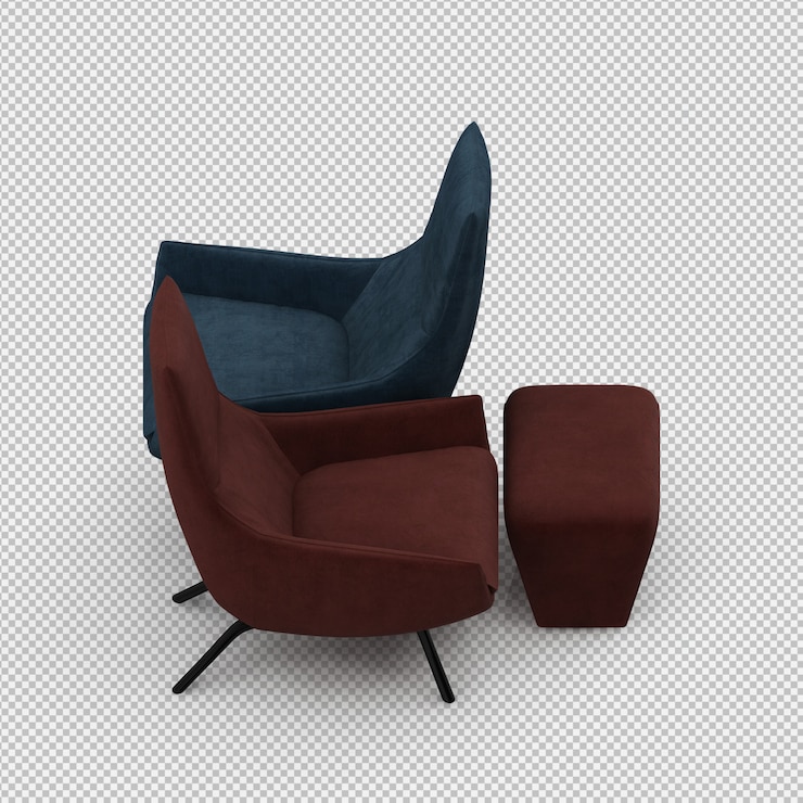 PSD renderizado en 3d de un sillón isométrico