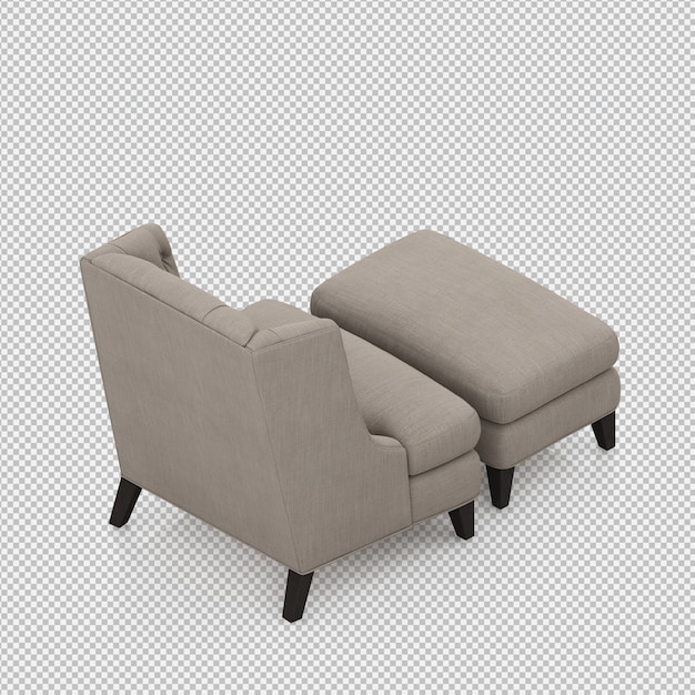 Renderizado en 3D de un sillón isométrico