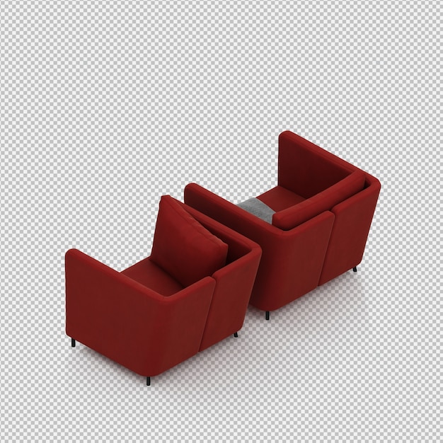 Renderizado en 3D de un sillón isométrico