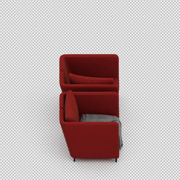 Renderizado en 3D de un sillón isométrico