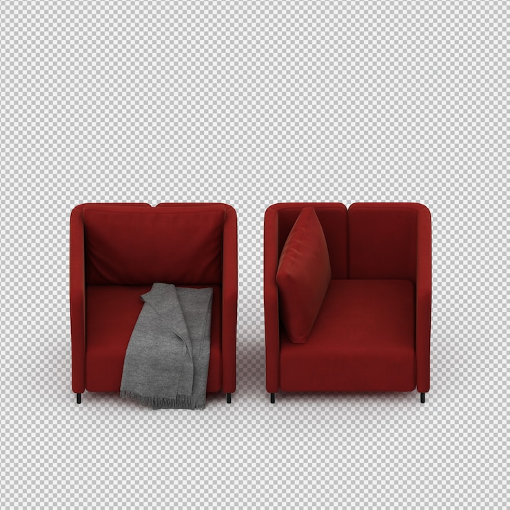 PSD renderizado en 3d de un sillón isométrico