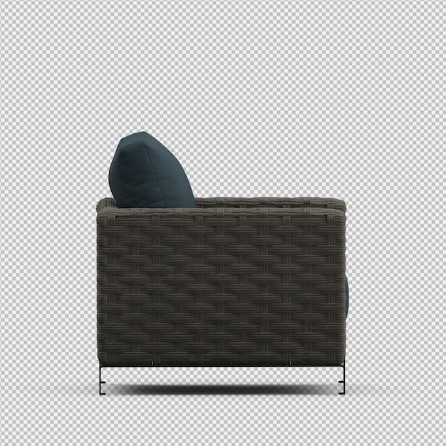 Renderizado en 3D de un sillón isométrico