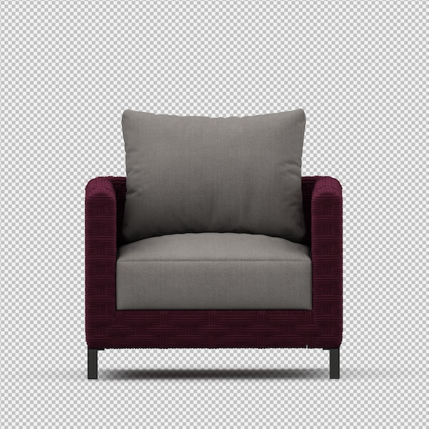 Renderizado en 3D de un sillón isométrico