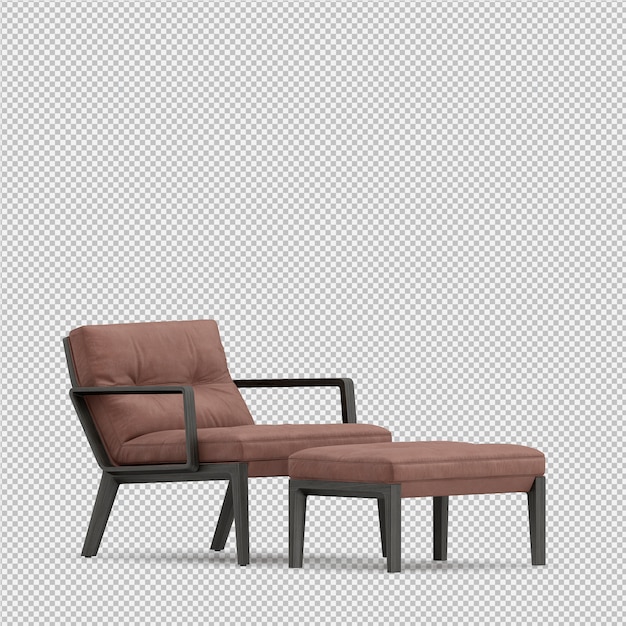 Renderizado en 3D de un sillón isométrico