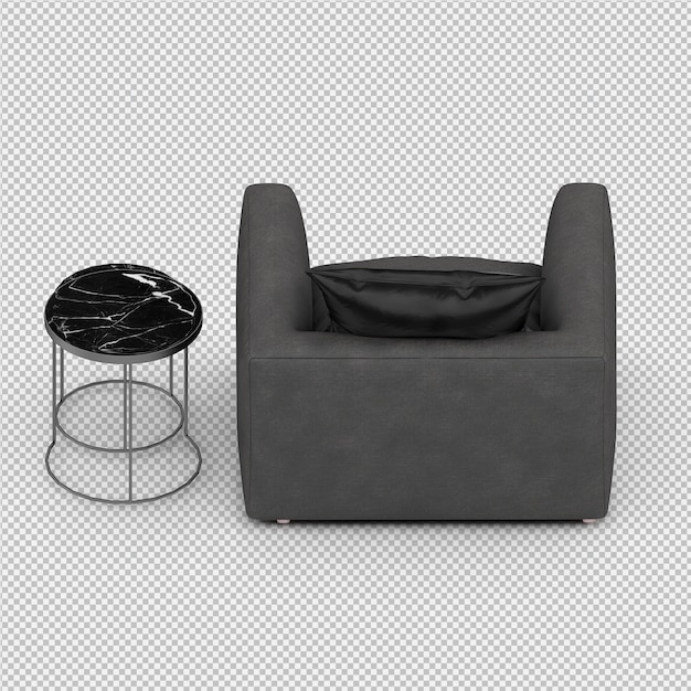 Renderizado en 3D de un sillón isométrico