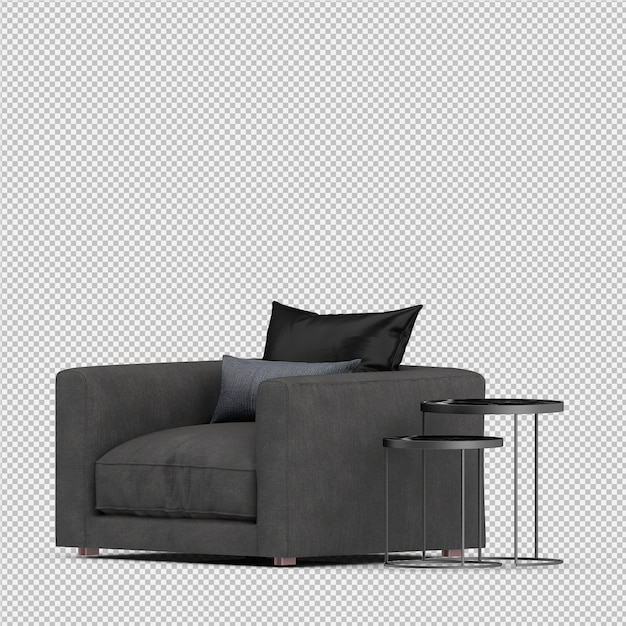 Renderizado en 3D de un sillón isométrico