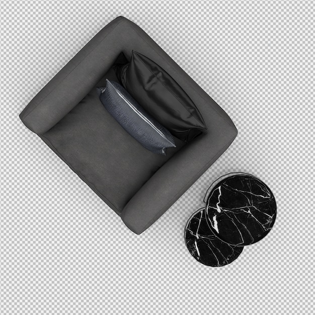 Renderizado en 3D de un sillón isométrico