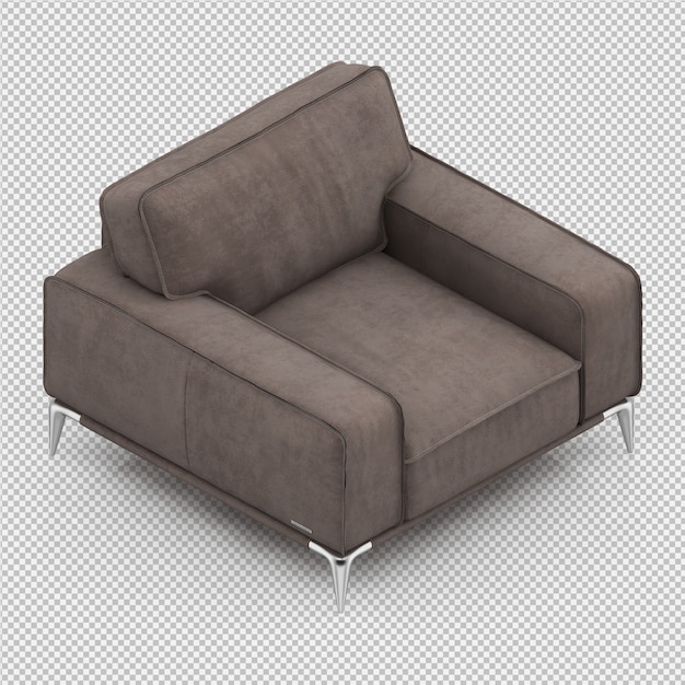 Renderizado en 3D de un sillón isométrico